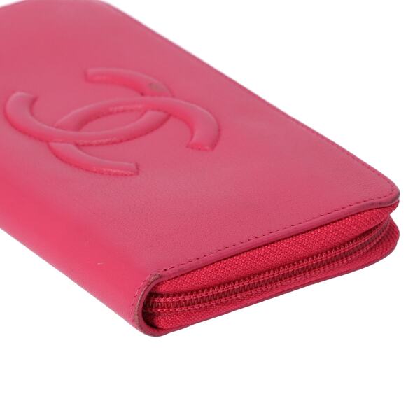 CHANEL Long Wallet Pink Leather CC Logo - Picture 4 of 7
